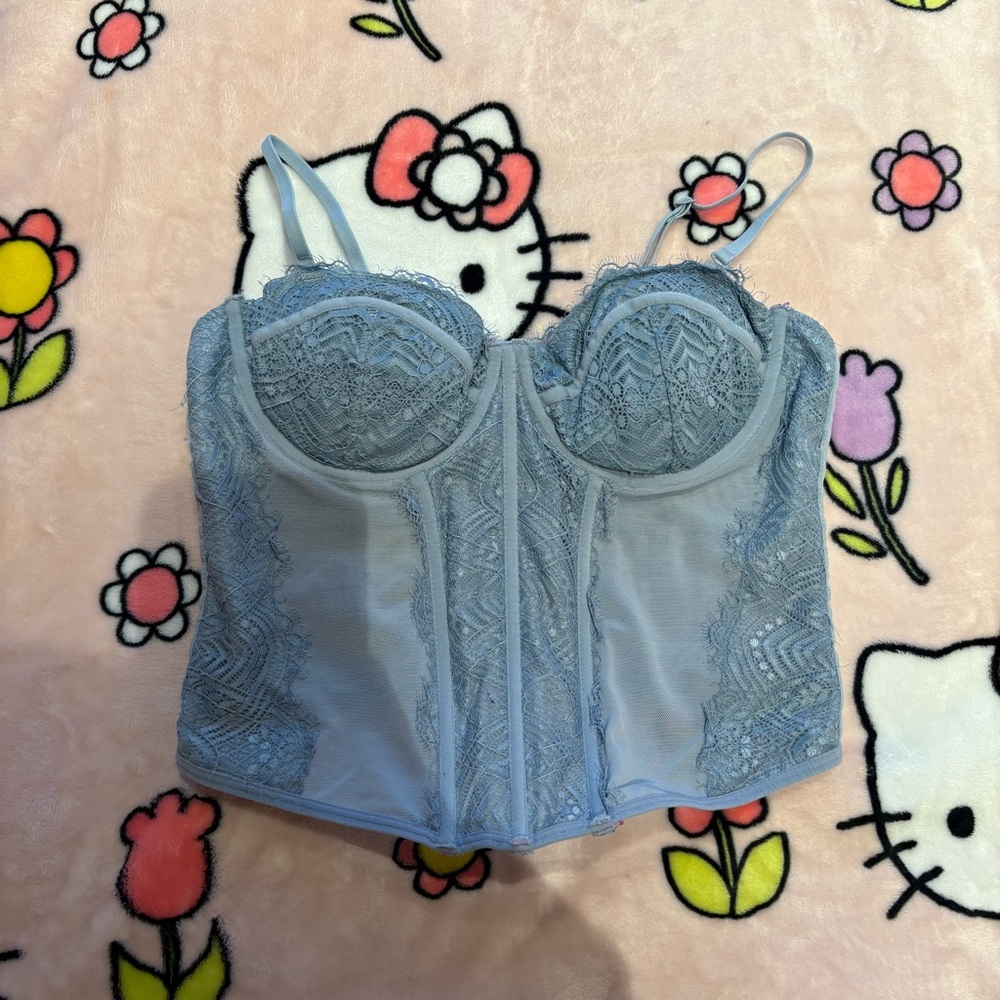 Light Blue Lace Garage Bustier Top